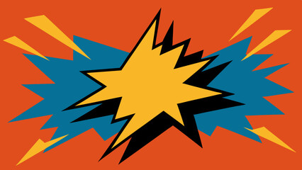 Fototapeta premium Vintage Comic Book Action Scene with Jagged Shapes