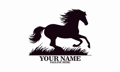 vector illustration a horse galloping with a mane flowing, horse vector illustration and horse logo icon