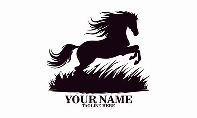 vector illustration a horse galloping with a mane flowing, horse vector illustration and horse logo icon