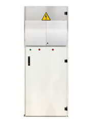 Electrical cabinet with high voltage sign, industrial equipment