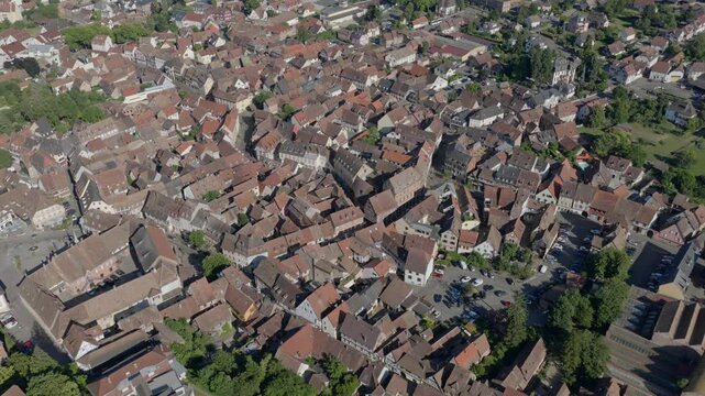 Aerial view of the Village of Barr in France - Fairytale village on the route des vins in Alsace