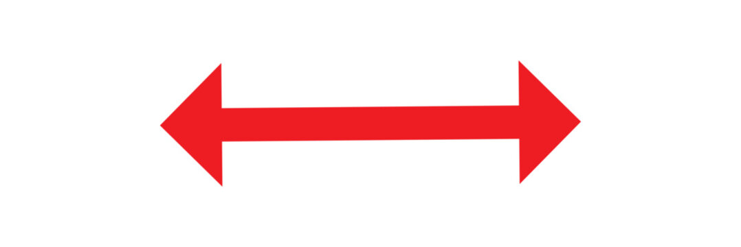 red bidirectional arrow, red arrow isolated on white background transparent.