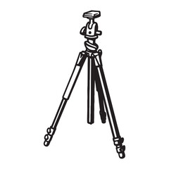 silhouette photo of a tripod with a white background