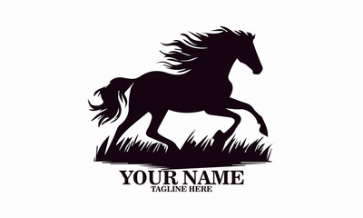 vector illustration a horse galloping with a mane flowing, horse vector illustration and horse logo icon