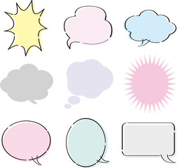 吹き出し　フレーム　コミック　マンガ　あしらい　飾り　コピースペース　背景　枠　デザイン　イラスト