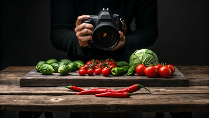 Food photography tips professional camera vegetables still life tomatoes peppers cabbage cucumbers