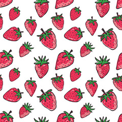 Hand Drawn Strawberry Seamless Pattern