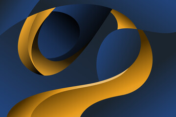 Abstract Golden Ribbon Forms a Dynamic, Curving Shape Against Blue Backdrop