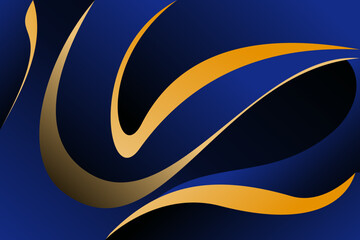 Golden Curves on Deep Blue: A Modern Abstract Design with Fluid Lines