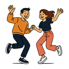Happy cartoon couple dancing joyfully vector