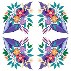 round frame with floral elements