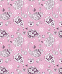 Hand drawn seamless indian paisley pattern design for textile, wraping, background, fashion, vector illustration design.