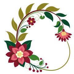 round frame with floral elements