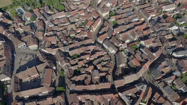 Aerial view of the Village of Barr in France - Fairytale village on the route des vins in Alsace