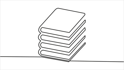 Continuous one line drawing of book opening vector graphic illustration. Education books line art vector illustration, education concept. Open book continuous one line drawing illustration.