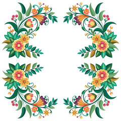 round frame with floral elements