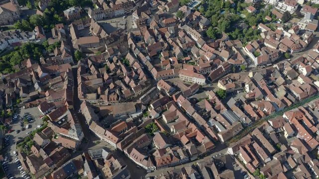 Aerial view of the Village of Barr in France - Fairytale village on the route des vins in Alsace