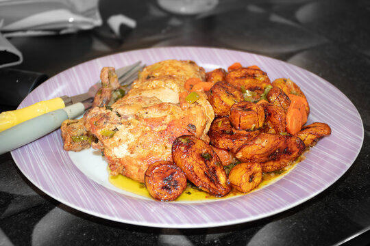 Cameroonian DG Chicken &ndash; Ripe plantains and chicken simmered with African flavors