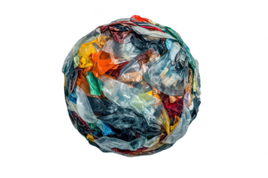 Plastic waste forms a globe
