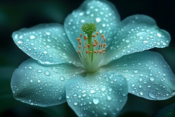 Fototapeta premium Close-Up of Dew-Kissed White Flower Blossom with Soft Focus