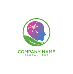 Human head logo design, mind and green logo technology