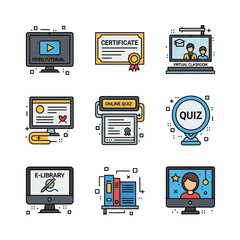 Colorful Online Quiz Icon with Award and Badge