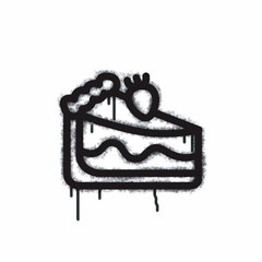 Spray graffiti cake icon isolated on a white background. Spray graffiti cake icon in black on white. Vector illustration.
