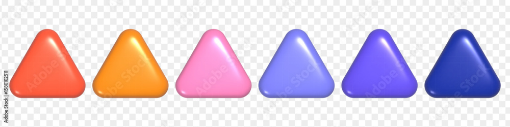 Poster 3d colorful buttons collection for ui ux design. set of triangle realistic shapes