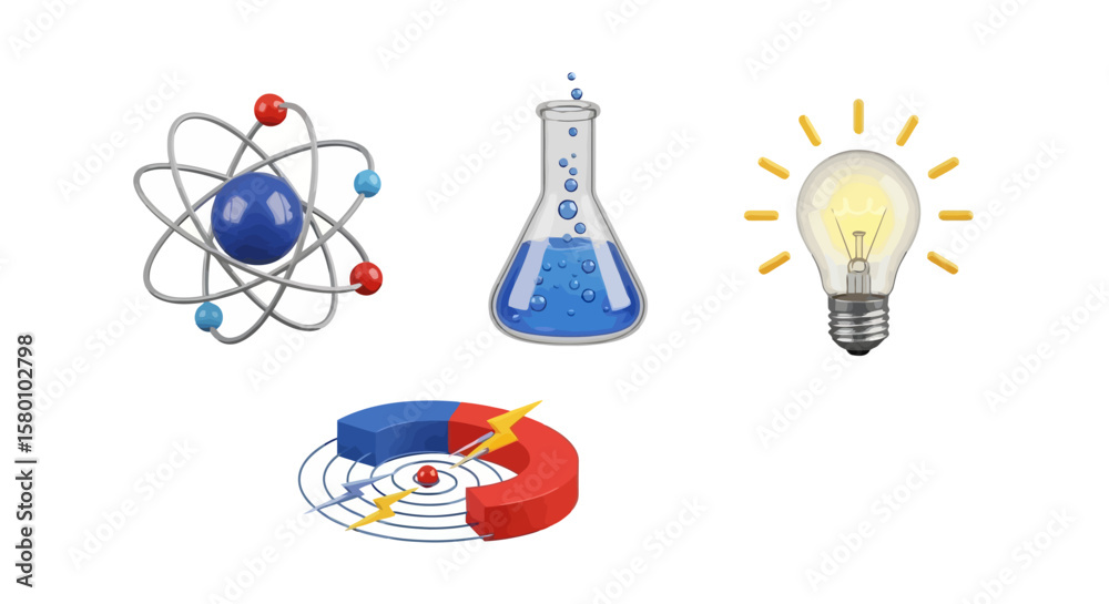 Fototapete 3d rendered atom model with orbiting electrons and nucleus