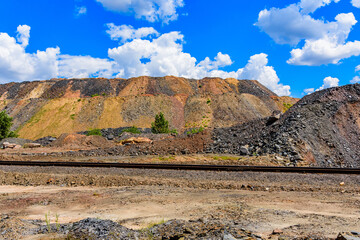 Slag heaps near the iron ore quarry. Mining industry