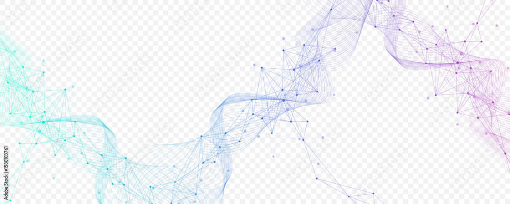 Fototapete abstract tech network connection dots. digital technology and big data analysis background. white ba