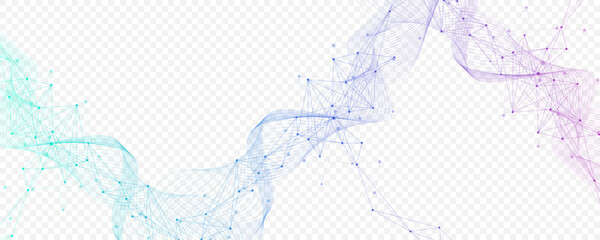 Abstract tech network connection dots. Digital technology and big data analysis background. White background with plexus lines. Geometric background with abstract mesh