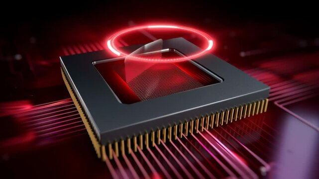 Concepts of Convolutional Neural Networks (CNNs). Close Up View of Microprocessor and Chip Showcasing Glowing Effects, Symbolizing Innovation Digital Technology and Electronics Hardware Circuit