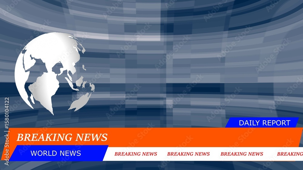 Poster dynamic breaking news background with globe element and informative typography for broadcast media p