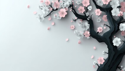 3D paper art cherry blossoms