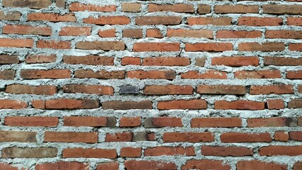 Grungy Red Brick Wall Detail, Showing Imperfections and Rough Surface, Suitable for Industrial...