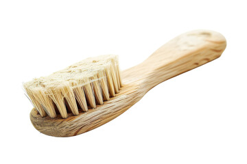 A wooden brush with white bristles