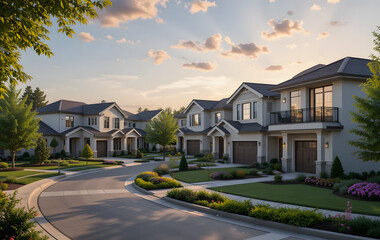 Naklejka premium Contemporary Residential Architecture with Clean Lines and Neutral Tones in Daylight