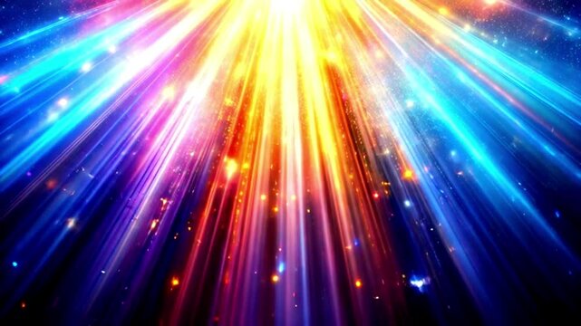 降り注ぐ幻想的な虹色の光線