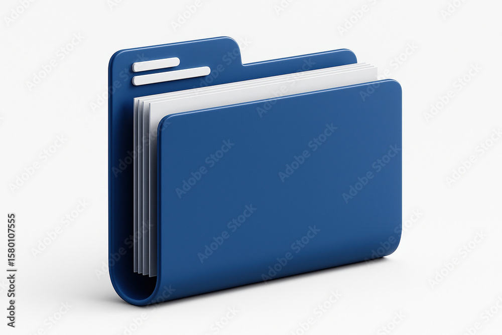 Fototapete Blue Folder Icon with Documents Inside Represents Data Storage and Organization for Digital Files and Information Management