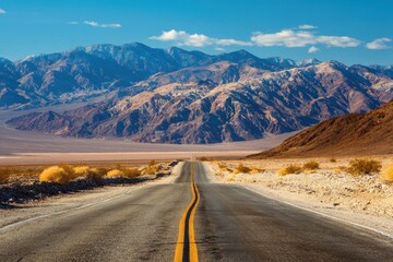 Fototapeta premium Dessert Road in California: National Park Highway Through a Scenic Vale