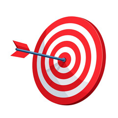 Cartoon Vector Arrow Stuck in Bullseye Target PNG | Success and Goal Achievement Illustration | Transparent Background Clipart for Focus, Precision, Business Strategy, and Motivation Themes