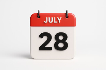 Fototapeta premium Calendar Icon Representing July 28th Date Reminder Appointment Schedule Planning Day Month Deadline Event Notification
