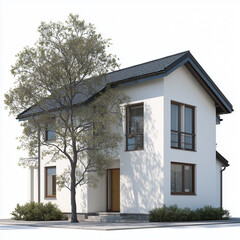 Modern House with Tree in Front