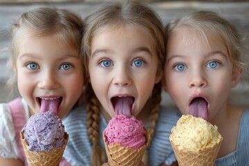 A family taste-testing exotic ice cream at a trendy parlor