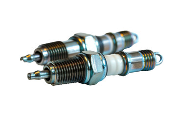 Close up of two spark plugs parts