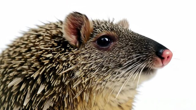 Close up of a cute, furry brown European ground squirrel, a wild rodent, looking on a white background
