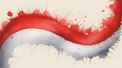 Patriotic watercolor splash background in red and white colors, artistic and hand-painted style, soft edges, subtle texture, creative tribute to Indonesia’s Independence Day”