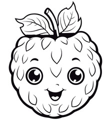 Obraz premium Cute Cartoon Berry outlined for coloring book isolated on a white background.