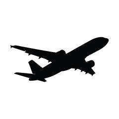 Silhouette of an airplane on a white background
